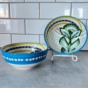 Anthropologie Handpainted Bowls x2